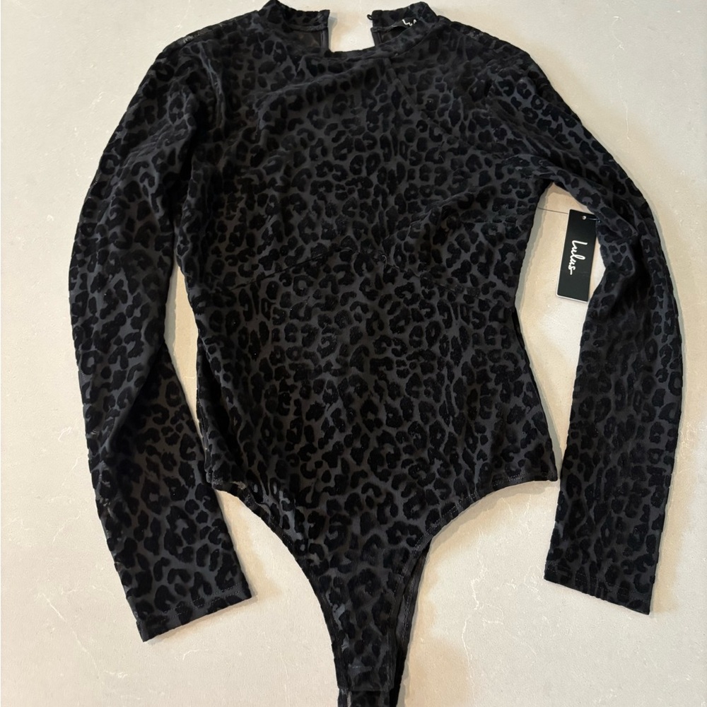 Lulu's Black Sheer Leopard Top